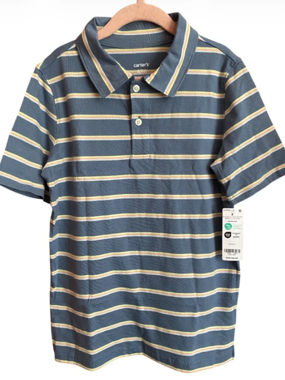 Carter's Blue Striped Polo Shirt for Kids NWT Size 8